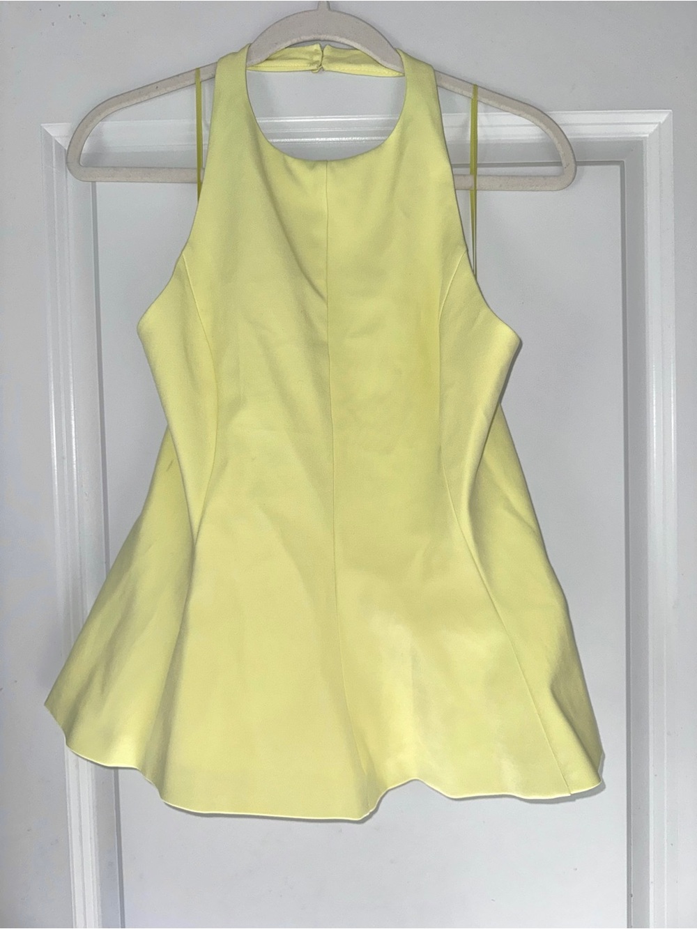 Zara Felsted Halter Peplum Tank Top Butter Yellow sz L - Picture 5 of 10
